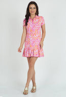 New Ibkul Naomi Print Short Sleeve Godet Dress MSP $128-5