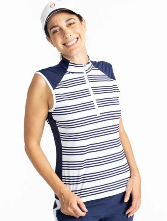 New Kinona Cap to Tap Sleeveless Golf Top - Shutter Stripe Size S MSP$114