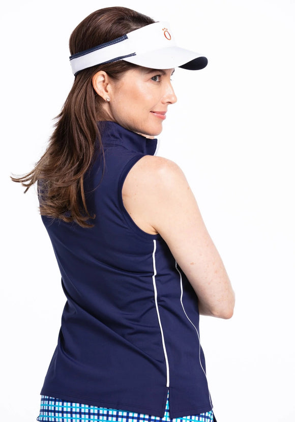 New Kinona Navy Keep it Covered Sleeveless Golf Top Size XS MSP$103