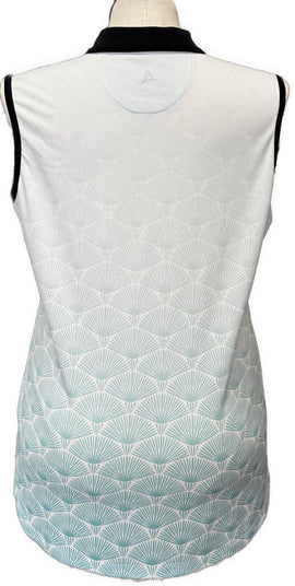 Bermuda Sands Ombré Teal Fan Print Women's Sleeveless Top Size XL - 0