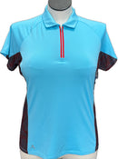 Antigua Aqua & Red Patterned Women's Short Sleeve Polo w/Logo Size L-1