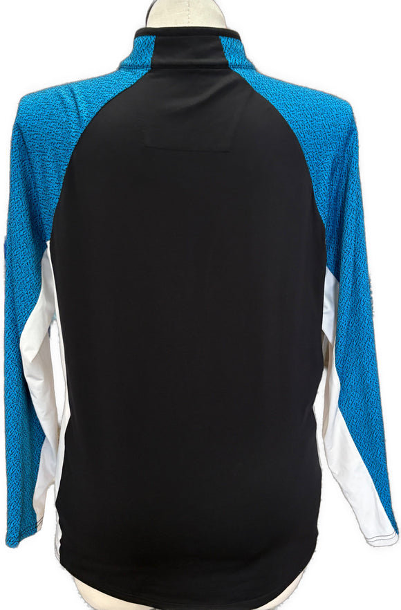 Antigua Black & Blue Patterned Women's Golf Pullover w/Logo Size XL