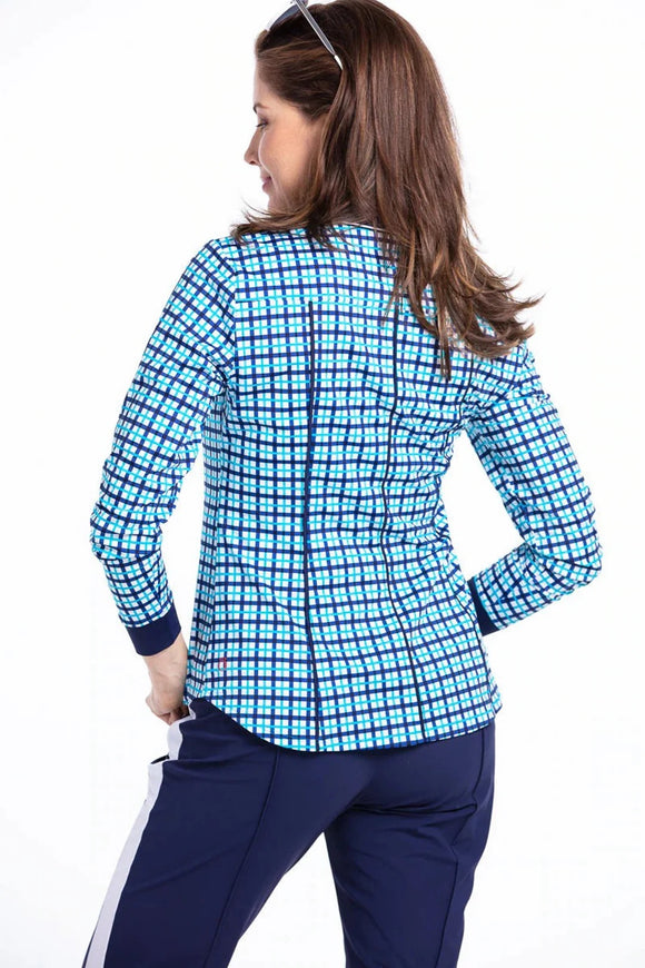 New Kinona Class Act Longsleeve Plaid Golf Top Size M MSP$112