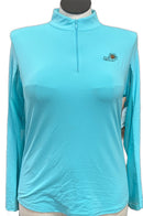 Ibkul Women's Seafoam Long Sleeve Zip Mock Sun Shirt w/Logo Size L MSP$100-1