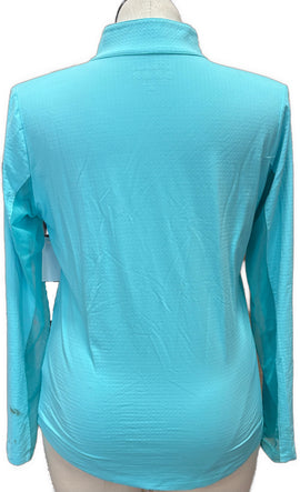Ibkul Women's Seafoam Long Sleeve Zip Mock Sun Shirt w/Logo Size L MSP$100 - 0