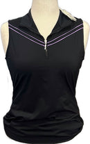 New EP NY Women's Black Sleeveless Polo w/Purple Trim Size M MSP$80-1