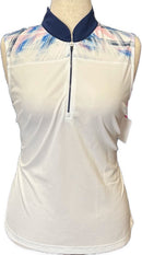 New EP NY Sleeveless White Print Golf Polo MSP$82-1