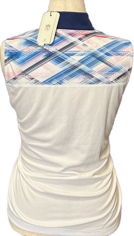 New EP NY Sleeveless White Print Golf Polo MSP$82 - 0