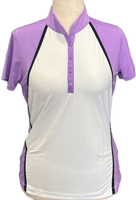 New EP NY Women's Short Sleeve Color Block Polo White/Purple MSP$88