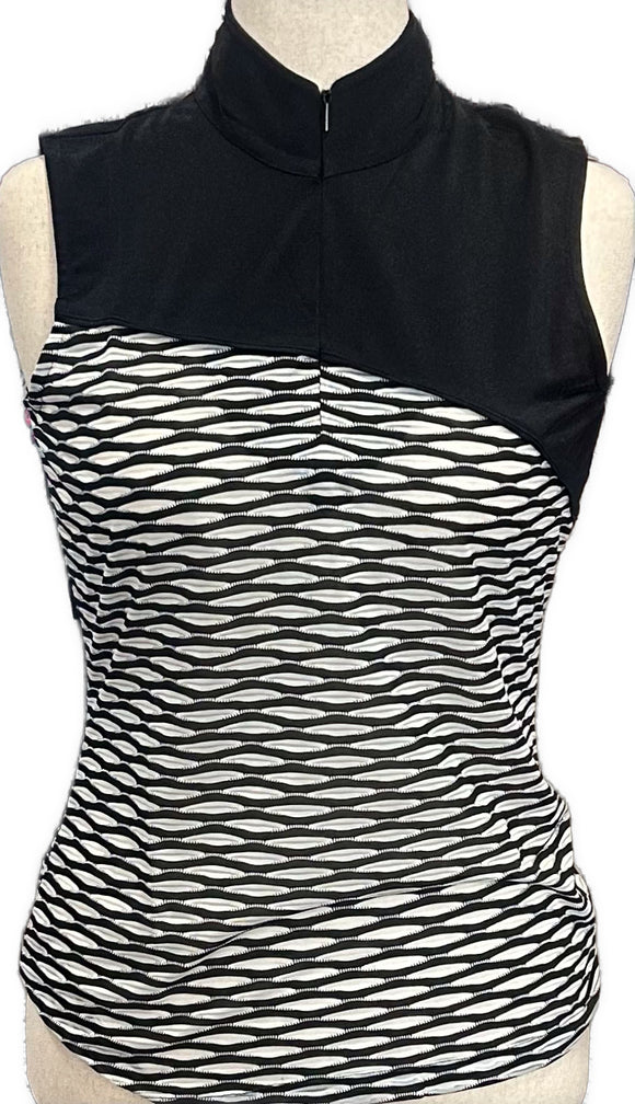 New EP NY Women's Black & White Sleeveless 1/4 Zip Polo Size M MSP$84