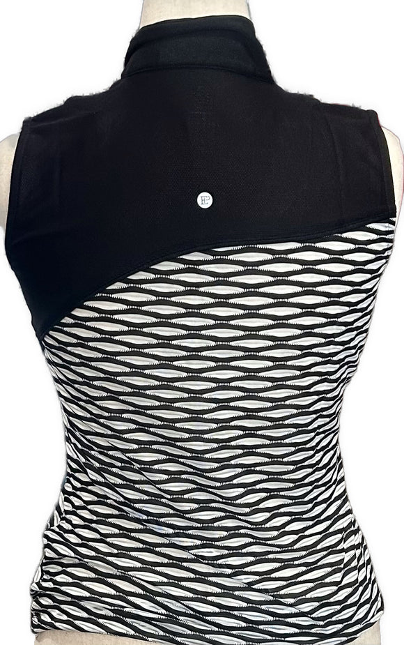 New EP NY Women's Black & White Sleeveless 1/4 Zip Polo Size M MSP$84