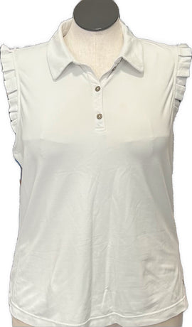 Lilly Pulitzer Luxletic Off White Ruffled Tank Top Size XL