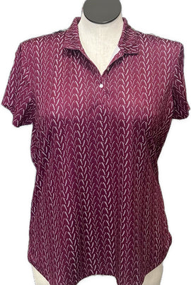 Pebble Beach Burgundy & White Short Sleeve Women's Golf Polo Size XL