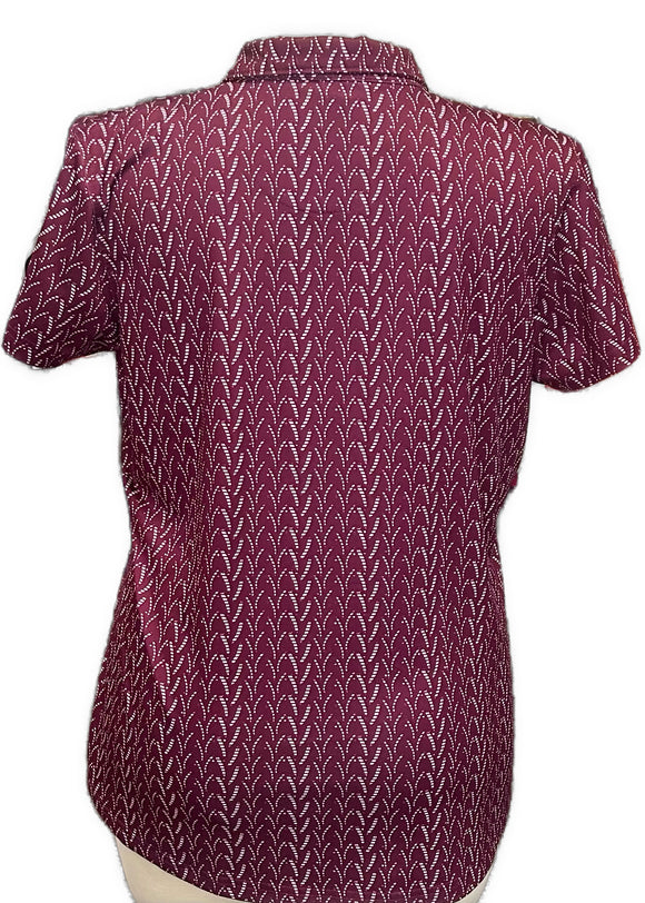Pebble Beach Burgundy & White Short Sleeve Women's Golf Polo Size XL