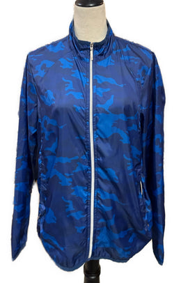 GGBlue Women's Blue Camo Print Full-zip Windbreaker Size M MSp$110