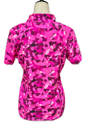 Tzu Tzu Pink Camo Lucy Short Sleeve Golf Polo Size L MSP$110 - 0