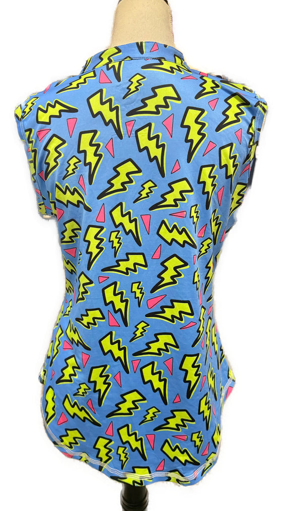 Proud 90 Women's 90's Print Sleeveless Golf Polo Size L