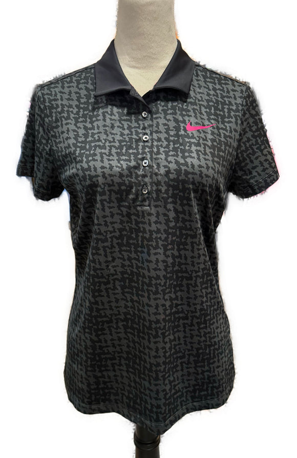 Nike Golf Women's Black & Gray Print Polo Size M
