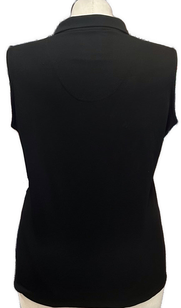 Sport Haley Solid Black Sleeveless Golf Polo Size XL