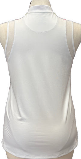 NEW Lucky in Love 1/2 Zip White w/Stripes Sleeveless Polo size L MSP$72 - 0