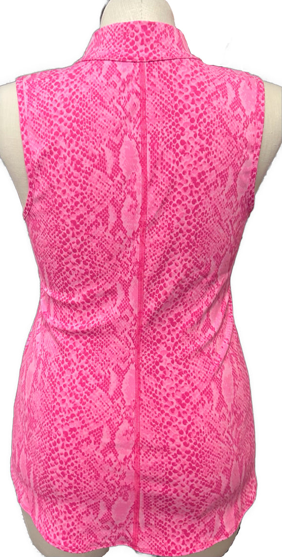 Ella Belle Pink Python Print Sleeveless Golf Top Size XL (4)