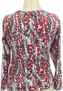 Ibkul Red Gray & Black Patterned Women's Long Sleeve Top Size S-2