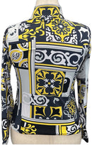 Ibkul Black Gray & Gold Patterned Women's 1/4 Zip Pullover Size S-2