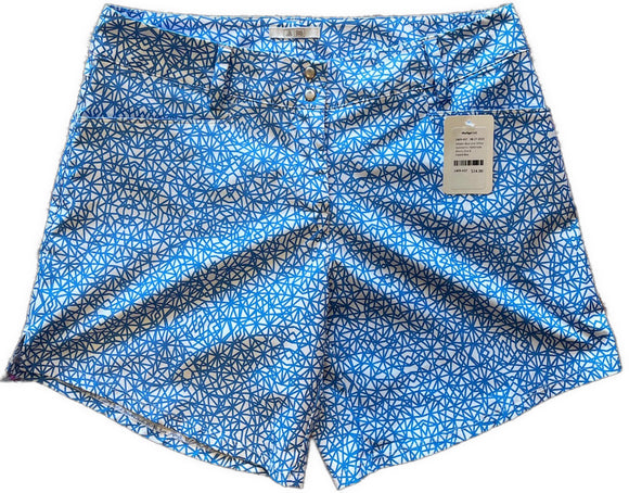 Adidas Blue & White Geometric Patterned Shorts Size 8