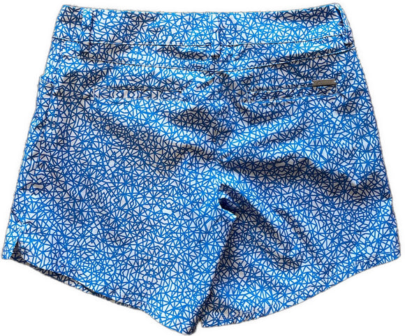 Adidas Blue & White Geometric Patterned Shorts Size 8