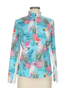 Tail Women's Long Sleeve Blue Parrot Golf Sun Shirt Size M MSP$98-1