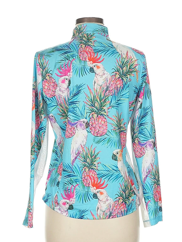 Tail Women's Long Sleeve Blue Parrot Golf Sun Shirt Size M MSP$98