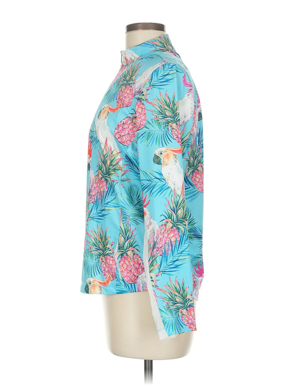 Tail Women's Long Sleeve Blue Parrot Golf Sun Shirt Size M MSP$98