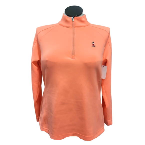 Zero Restriction 1/4 Zip Coral Pullover with Logo Size XL MSP $168