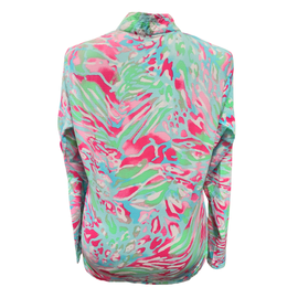 Icikuls Multicolored Animal Print Longsleeve Zip Mock Sun Shirt Size XL - 0