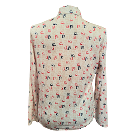 SanSoleil Golf Cart Print 1/4 Zip Sun Shirt - Cream Size XL - 0