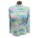 Icikuls Blue & Green Brushstroke Longsleeve Zip Mock Sun Shirt Size XL-1