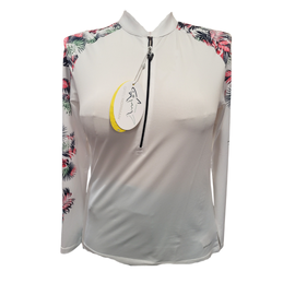 NEW Greg Norman Women's White 1/2Zip Pullover w/Leaf Print Size L MSP$90