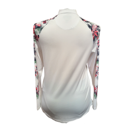 NEW Greg Norman Women's White 1/2Zip Pullover w/Leaf Print Size L MSP$90 - 0