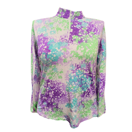 Ibkul Purple, Green & Blue Paint Splatter Print Sun Shirt Size XL MSP$100