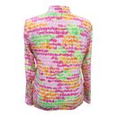 Icikuls Pink & Green Brushstroke Longsleeve Zip Mock Sun Shirt Size XL-2