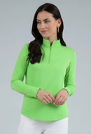 New Ibkul Women's Long Sleeve Zip Mock Sun Shirt Size S MSP$94-1