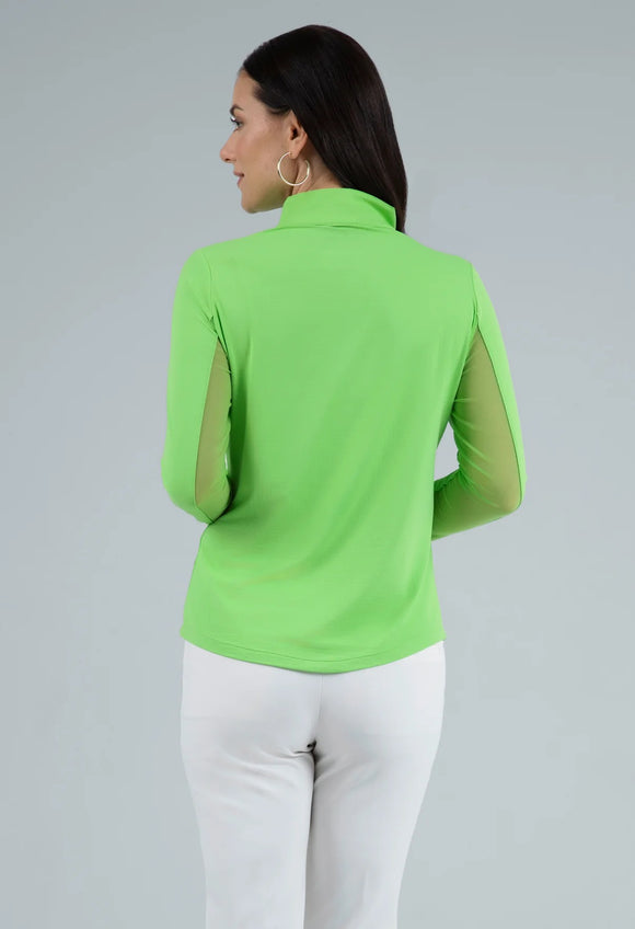 New Ibkul Women's Long Sleeve Zip Mock Sun Shirt Size S MSP$94