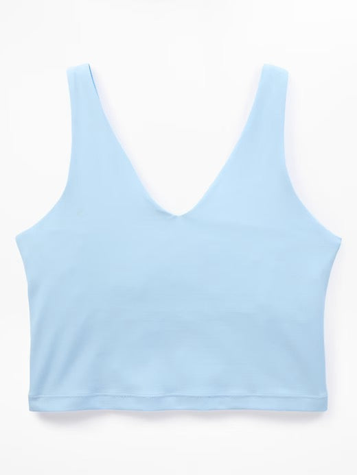 New Athleta Mist Blue Transcend V-neck Crop Sports Bra MSP$55