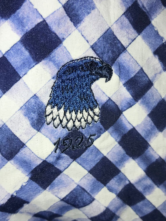 New Ibkul Women's Navy Gingham Long Sleeve Zip Mock Sun Shirt Size XS MSP$101