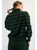 New Rae Mode V-neck Modal Striped Scuba Pullover-5