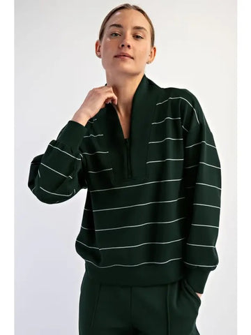 Buy green New Rae Mode V-neck Modal Striped Scuba Pullover