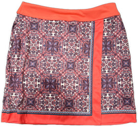 Greg Norman 17.5” Golf Skort Coral White & Blue Paisley Size S MSP$79
