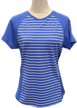 New Footjoy Blue & White Striped Short Sleeve Crewneck Size S MSP$75
