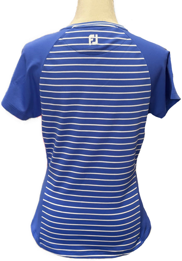 New Footjoy Blue & White Striped Short Sleeve Crewneck Size S MSP$75