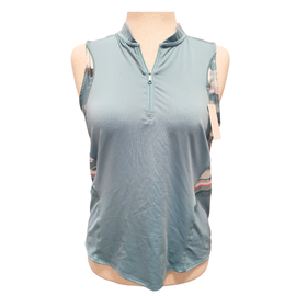 Lucky in Love Blue Turquoise Splatter Camo Print Sleeveless Top Size L MSP $78